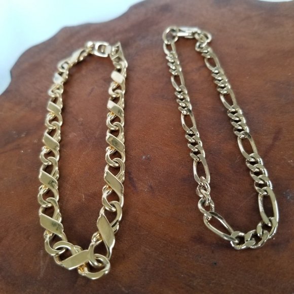 His n Hers Gold Tone Unisex Bracelets- Set of 2 - Picture 6 of 11